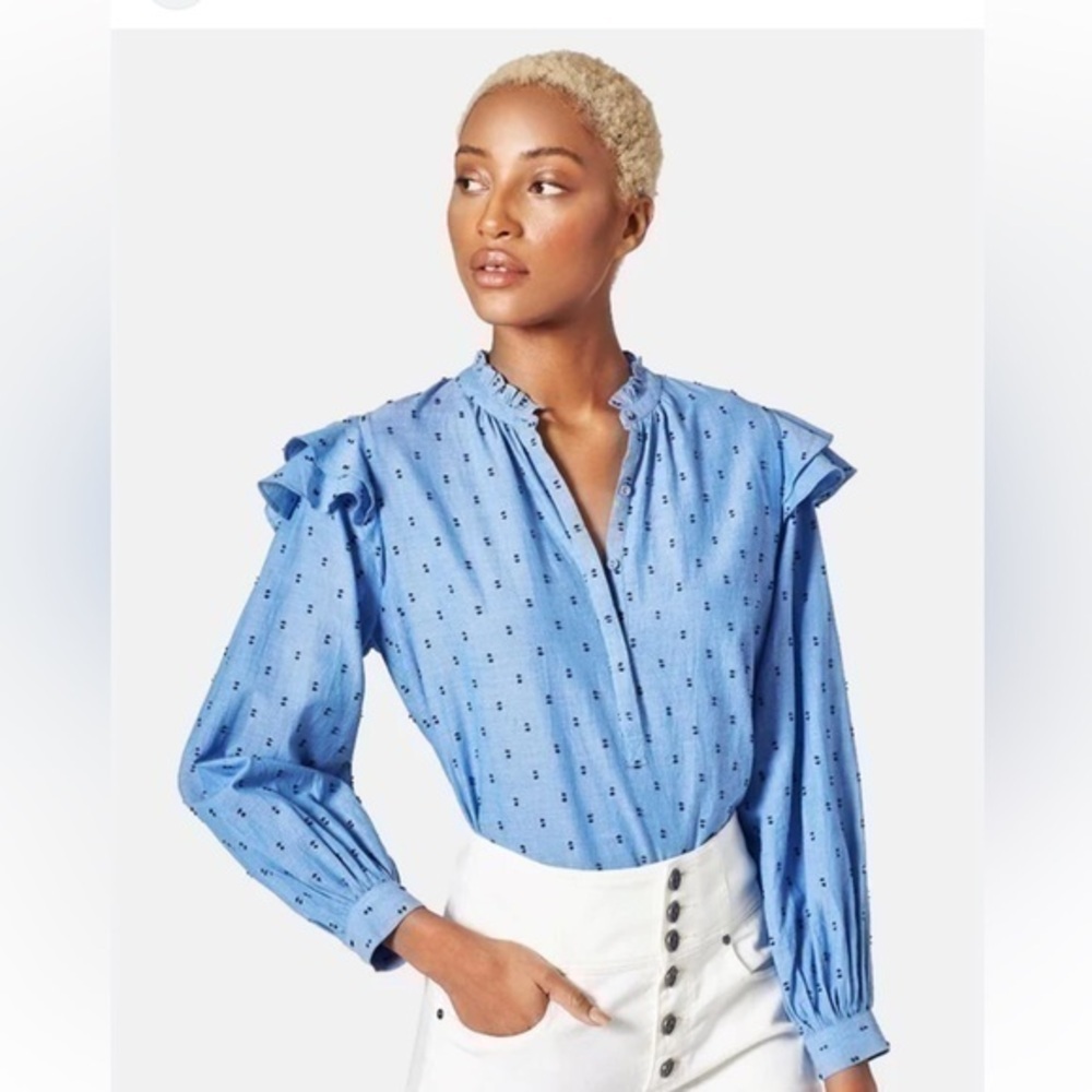 Joie Idonia Ruffle Sleeve Peasant Cotton Blouse - Picture 10 of 10